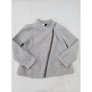 Cabi Womens Jacket Size L Gray Quilted Offset Zipper Coat